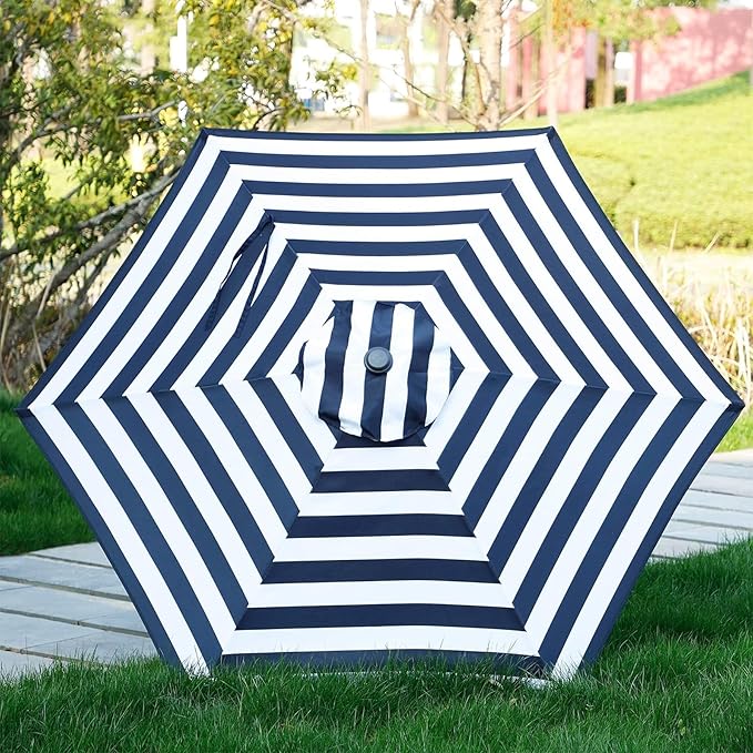 Blissun 7.5 ft Patio Umbrella, Yard Umbrella, Outdoor Market Umbrella with Push Button Tilt Crank (Black&White) - Image 4