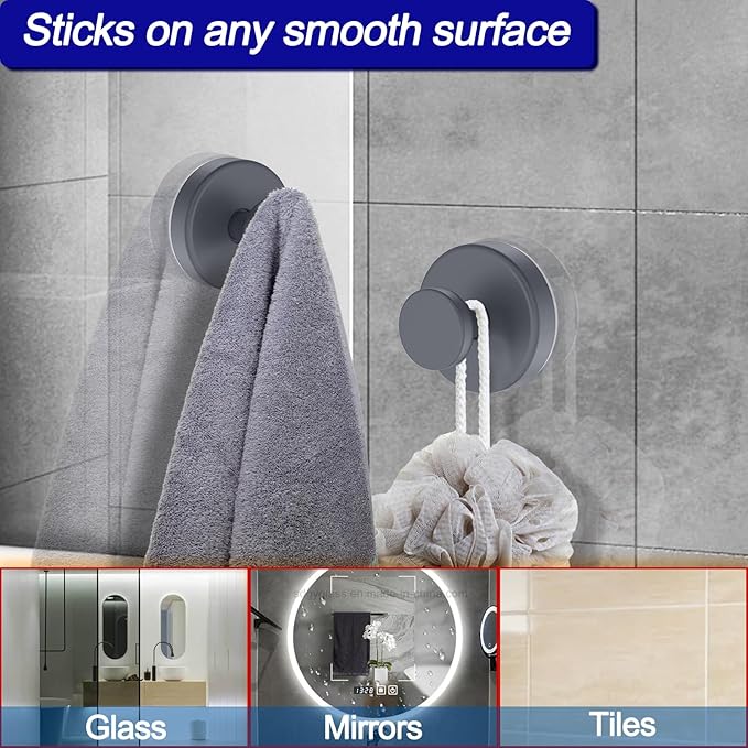Suction Cup Hooks for Shower, Removable Towel Hooks for Bathroom Window Glass - Image 4