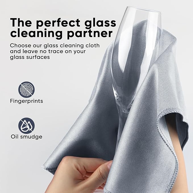 HOMEXCEL Microfiber Glass Cleaning Cloth 12 PK, Lint Free Streak Free, Reusable - Image 3