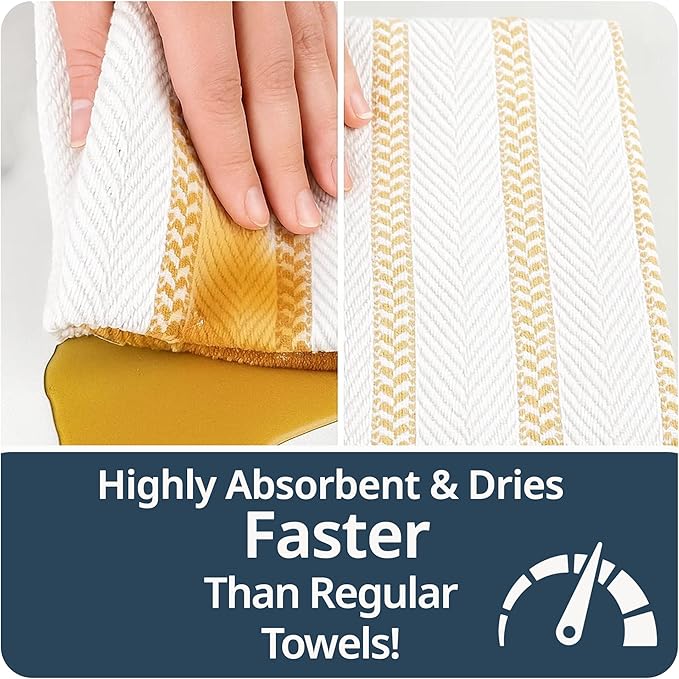 LANE LINEN Kitchen Towels Set of 4-18”x28” Absorbent Cotton Dish Towels - Image 5
