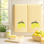 2 Pcs Lemon Hand Towels Lemon Yellow Bathroom Decor 14x29 Inch Embroidered 100% - Image 5