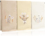 3 Pcs Boho Flowers Hand Towels Farmhouse Floral Brown Wildflowers Bathroom by Tingjoo