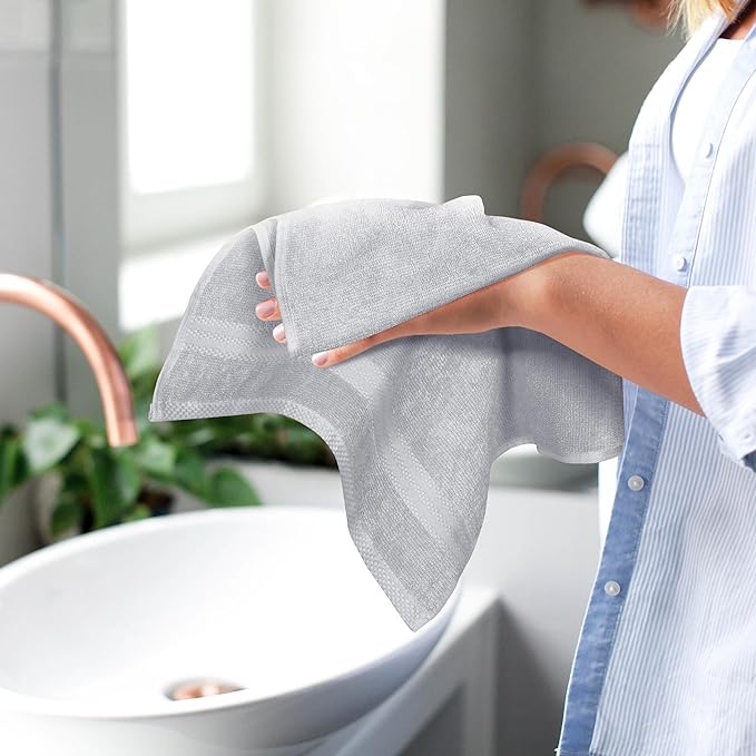 GLAMBURG Ultra Soft 6-Piece Hand Towel Set 16x28-100% Ringspun Cotton - Image 5