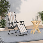 Best Choice Products Set of 2 Adjustable Steel Mesh Zero Gravity Lounge Chair Recliners w/Pillows and Cup Holder Trays - Tan Striped - Image 2