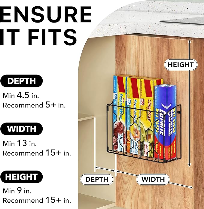 Simple Houseware Wall Door Mount Kitchen Wrap Organizer Rack - Image 3
