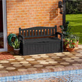 Patiowell 75 Gallon Plastic Storage Bench, Water-Resistant Deck Box for Patio Furniture, Garden Tools, Pool Storage and Outdoor Cushions, Black by Patiowell