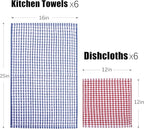 Kitchen Towels and Dishcloths Set, 16 x 25 12 12, Set of Bulk Cotton Dish - Image 2