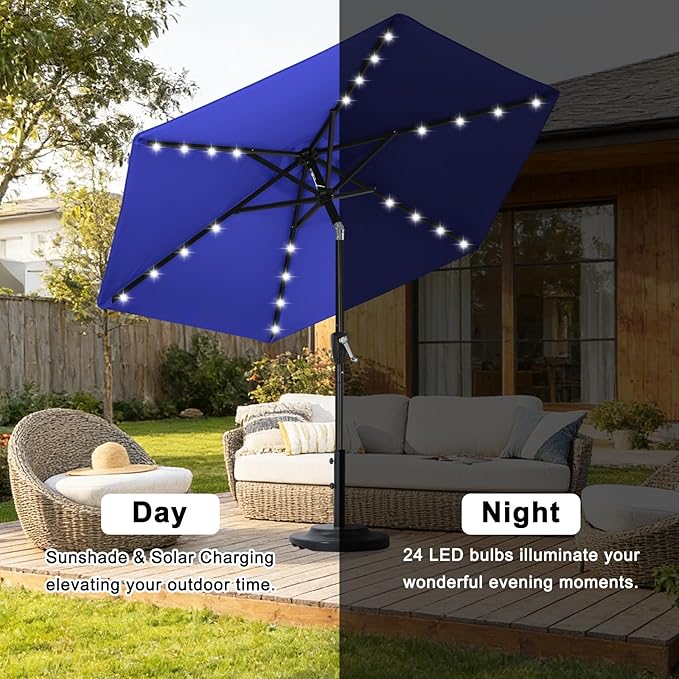 ABCCANOPY Durable Solar Led Patio Umbrellas with 24LED Lights 7.5FT (Royal Blue) - Image 4