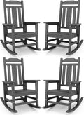 SERWALL Gray Outdoor Rocking Chair Set of 4, All Weather Patio Rocking Chair, HDPE Poly Rocking Chair for Adults, Heavy Duty Front Porch Rocker by SERWALL