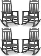 SERWALL Gray Outdoor Rocking Chair Set of 4, All Weather Patio Rocking Chair, HDPE Poly Rocking Chair for Adults, Heavy Duty Front Porch Rocker by SERWALL