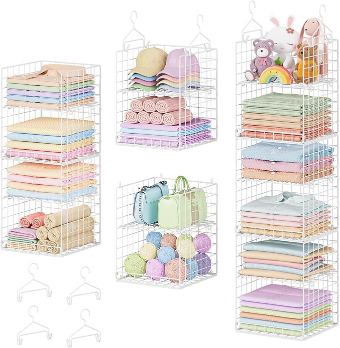 6 Tier Raised-Height Hanging Closet Organizer, Stackable Sweater Organizer by Yuyetuyo