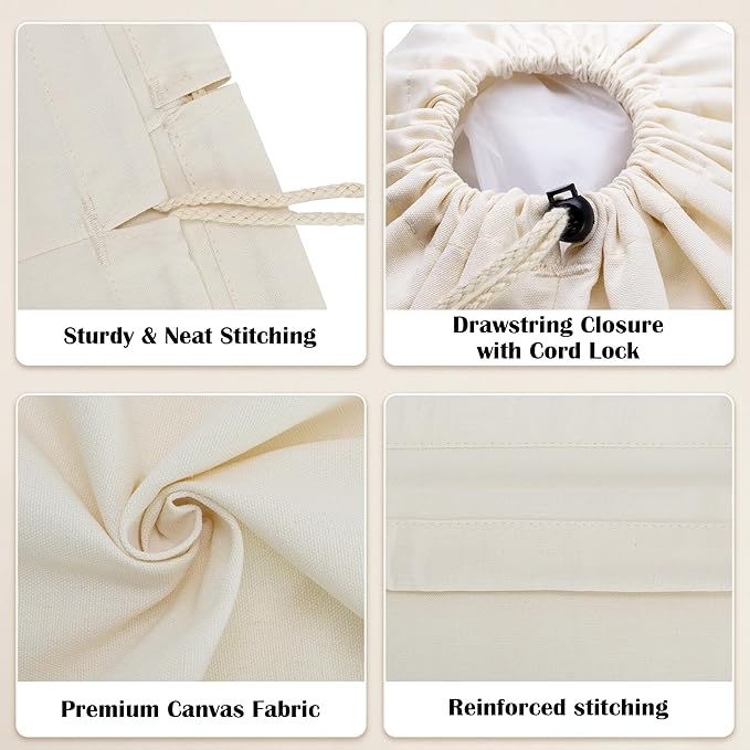 Canvas Laundry Bag with shoulder Strap 24"W x 29"H, Large Drawstring Dirty - Image 3
