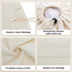 Canvas Laundry Bag with shoulder Strap 24"W x 29"H, Large Drawstring Dirty - Image 3