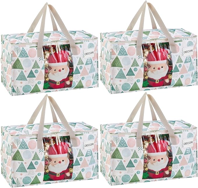 VENO 4 Pack Moving Bags, Large Christmas Storage Bins by Veno