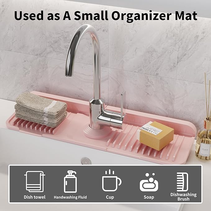 WAFT YEARN 17X5 Inch Silicone Durable Faucet Mat Kitchen Sink Splash Guard - Image 4