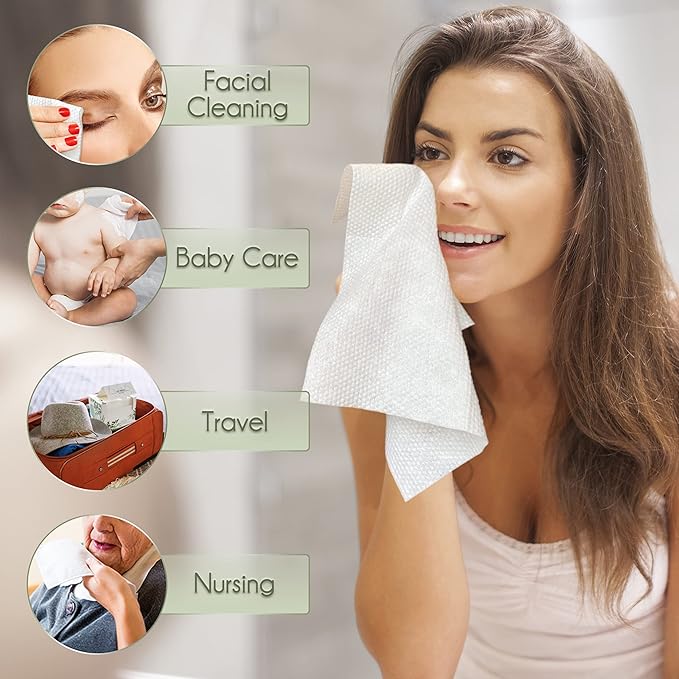 Disposable Face Towel Biodegradable Large Dry Face Wipes 240 Count/4 Box Extra - Image 6