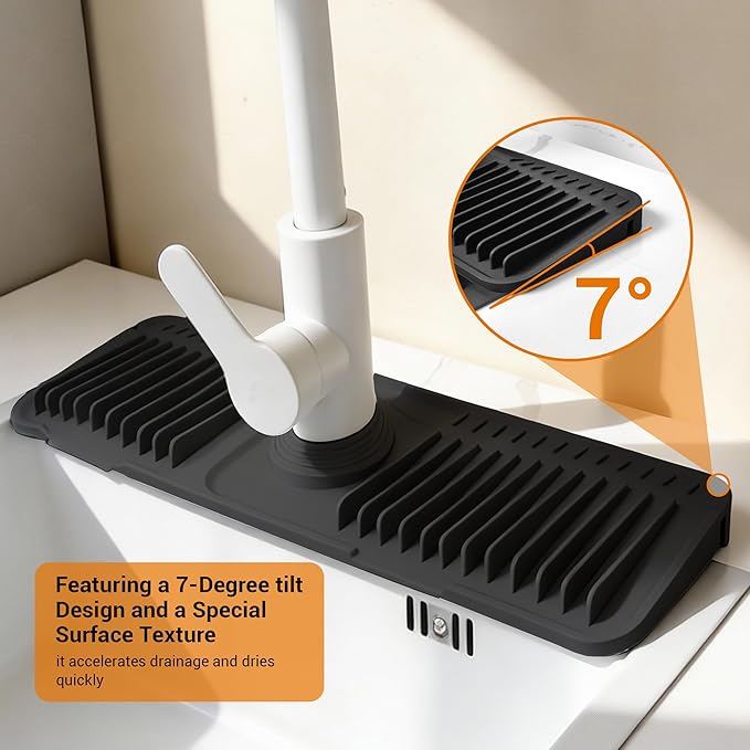 Faucet Mat for Kitchen Sink, 17.7"X5.5" Silicone Sink Splash Guard - Image 4