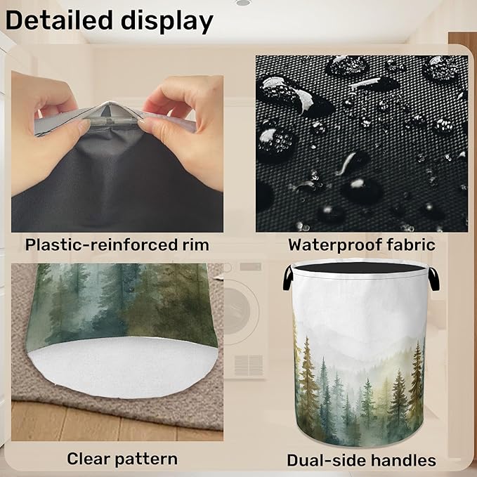 Misty Forest Green Foldable Laundry Hamper - Image 5