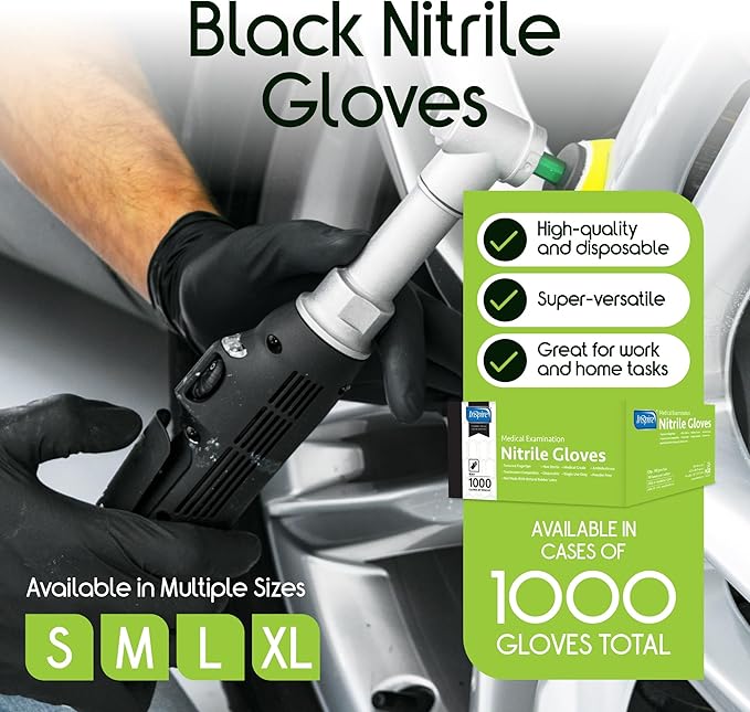 Inspire Black Nitrile Disposable Gloves | 4.5 Nitrile Disposable Safety Medical - Image 2