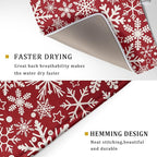 Christmas Dish Drying Mat for Kitchen Counter 18x24 Dark Red Snowflake Winter - Image 3