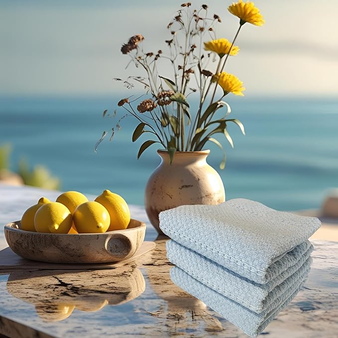 Serafina Home Coastal Sky Light Blue Kitchen Hand Dish Towels: Oversized 28" x - Image 8