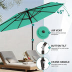 AreShark 9 FT Patio Umbrella for Outdoor, Outdoor Umbrella with Push Button Tilt and Crank, Outdoor Patio Umbrellas with 8 Sturdy Ribs for Market, Garden, Deck, Backyard, Pool (Peacock Blue) - Image 5