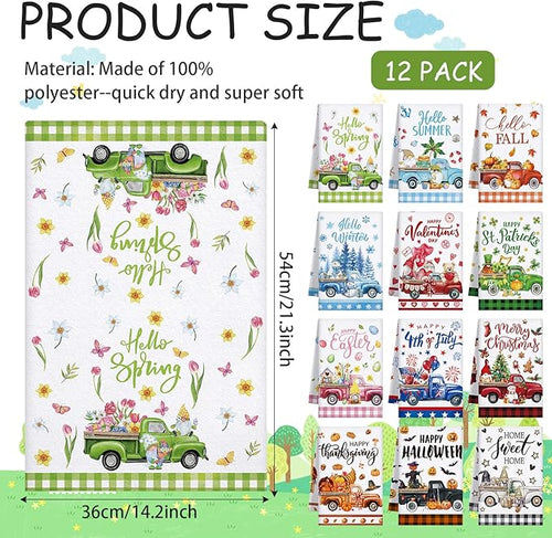 12 Pcs Seasonal Kitchen Towels Set - Image 2