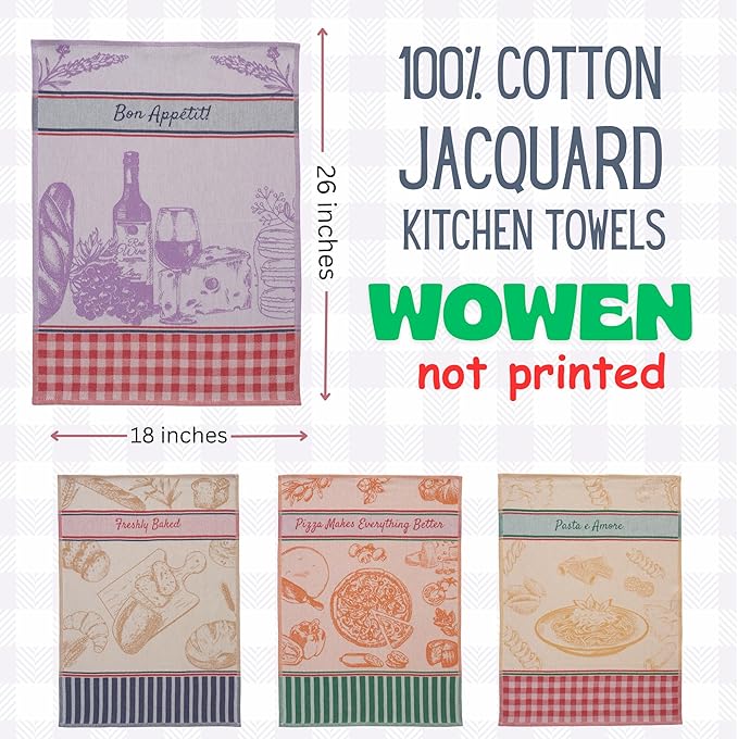 sea me at home 100% Cotton French Jacquard Kitchen Tea Towel Set of 4 - Image 2