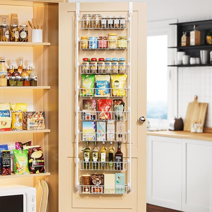Delamu Over The Door Pantry Organizer, 8-Tier Metal Pantry Door Organization by DELAMU