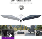 PURPLE LEAF 8' X 8' Tilting Patio Umbrella with Base Outdoor Cantilever Swivel Square Umbrella with Tilt Aluminum Offset Umbrella with 360-degree Rotation for Garden Deck Pool Patio Grey - Image 7