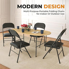 4 Pack Leather Chair | Foldable & Stackable | 350 lbs Capacity Steel Frame Seats for Indoor or Outdoor | Commercial Use Events Wedding Party Events Bulk Picnic Kitchen Dining - Black - Image 2