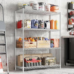 Xcity Storage Shelves, 4 Tier Heavy Duty Metal Shelving Unit with Wheels, 1600 LBS Capacity Adjustable Steel Wire Shelf Organizer for Pantry, Kitchen, Garage, 18" D x 36" W x 60" H, Chrome - Image 2