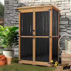 PetsCosset 46" L Large Outdoor Storage Cabinet with Shelves, Wood & Metal Storage Shed Weather-Resistant, Outside Storage Cabinet for Garage Patio Backyard Garden with Waterproof Roof by PETSCOSSET