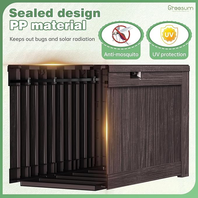 Greesum Outdoor Storage Box 120 Gallon Storage Bin with Lid for Patio Furniture, Garden Tools, Pool Supplies, Lockable, Waterproof and UV Resistant, Dark Brown - Image 6