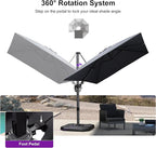 PURPLE LEAF 8.2' X 11.5' Tilting Patio Umbrella with Base Outdoor Cantilever Swivel Rectangle Umbrella Aluminum Offset Umbrella with 360-degree Rotation for Garden Deck Pool Patio Grey - Image 7