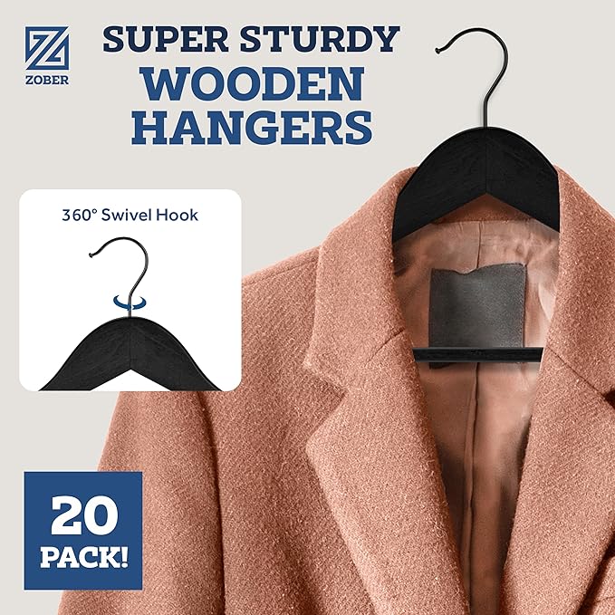 ZOBER Black Wooden Hangers - Image 2