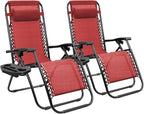 Homall Zero Gravity Patio Folding Lawn Reclining Lounge Chairs Outdoor Gravity Camp Chairs with Cup Holder Pillows for Poolside Backyard and Beach Set of 2 (Red) by Homall