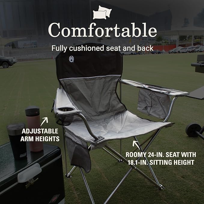 Coleman Portable Camping Chair with 4-Can Cooler, Cushioned Seat & Back with Side Pockets & Cup Holder, Carry Bag Included, Great for Camping, Tailgating, Firepits, Patio, & More - Image 7