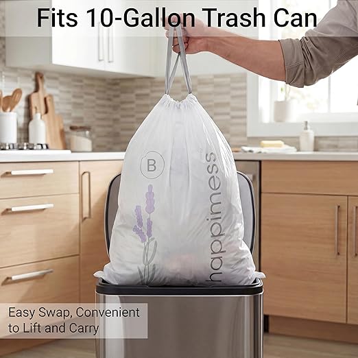 happimess 5.3 Gallon Drawstring Trash Bags, Lavender Scent, Heavy Duty MDPE - Image 4