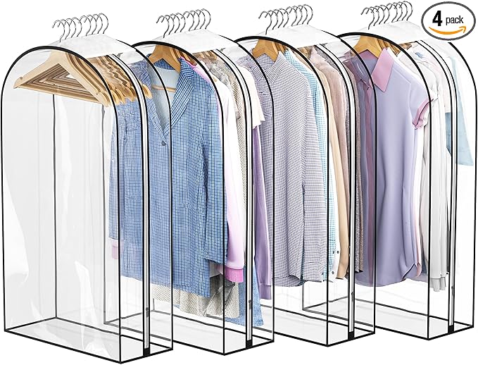Clear Garment Bags for Hanging Clothes 10” Gusseted, Suit Bags for Closet by Liuoud