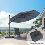 PURPLE LEAF 11 Feet Patio Umbrella with Base Outdoor Cantilever Round Umbrella Aluminum Offset Umbrella with 360-degree Rotation for Garden Deck Pool Patio Light Grey - Image 2