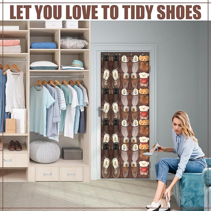 Windyun 40 Over the Door Shoe Organizer Large Breathable Mesh Pockets Hanging - Image 4