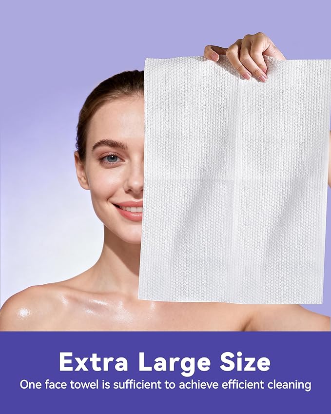 Disposable Face Towels, Soft Makeup Remover Dry Wipes, Thick Facial Tissue - Image 4