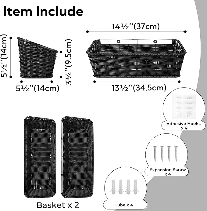 GRANNY SAYS Wicker Hanging Basket, 2 Pack Wall Basket - Image 3