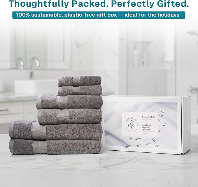 Fabdreams 100% Organic Cotton Bath Towel Set of 6 700 GSM Hotel Premium Plush - Image 7