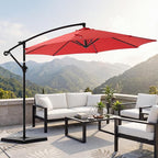 OLIXIS Offset Patio Umbrella, 9.7FT Cantilever Table Umbrellas for Outdoor Sun Shade UV Protection with Easy Tilt Adjustment, 8 Ribs for Backyard, Lawn, Garden, Pool - Red - Image 7