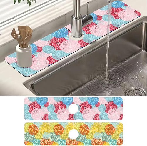 2 Pack Abstract Flowers Sink Splash Guard Faucet Mat Vintage Floral Super by Unknown