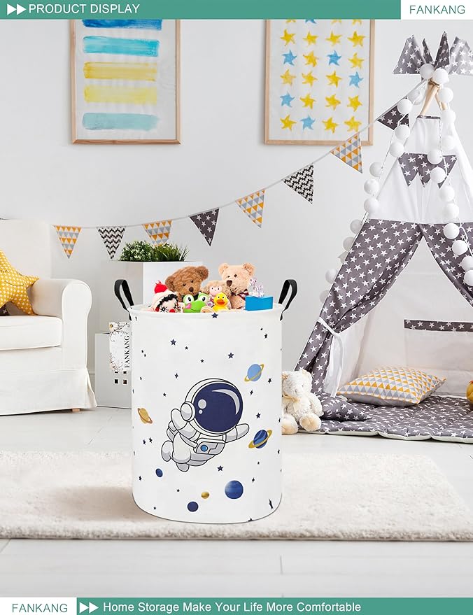 FANKANG Storage Basket, Nursery Hamper Canvas Laundry Basket Foldable - Image 5