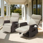Adjustable Outdoor Recliner Chair with Independent Backrest & Footrest, Patio Swivel Recliner Chair, Wicker Reclining Patio Chair w/Flip-Up Table, 155° Lay Flat Chaise Lounge, Beige, 2PCS - Image 7
