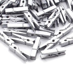 Jdesun 50 Pieces Photo Clips, Mini Silver Wooden Picture Paper Clip Clothespins - Image 4
